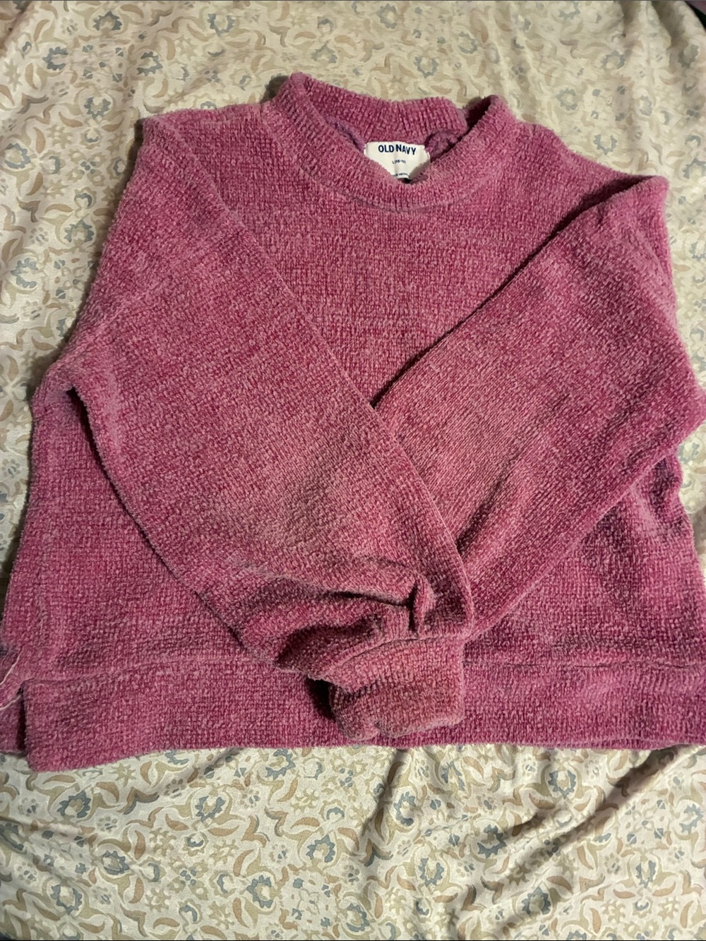 Old Navy Plush Crewneck Sweater in Rose